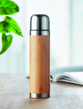 Logo trade advertising product photo of: Double wall bamboo cover flask 400ml CHAN BAMBOO