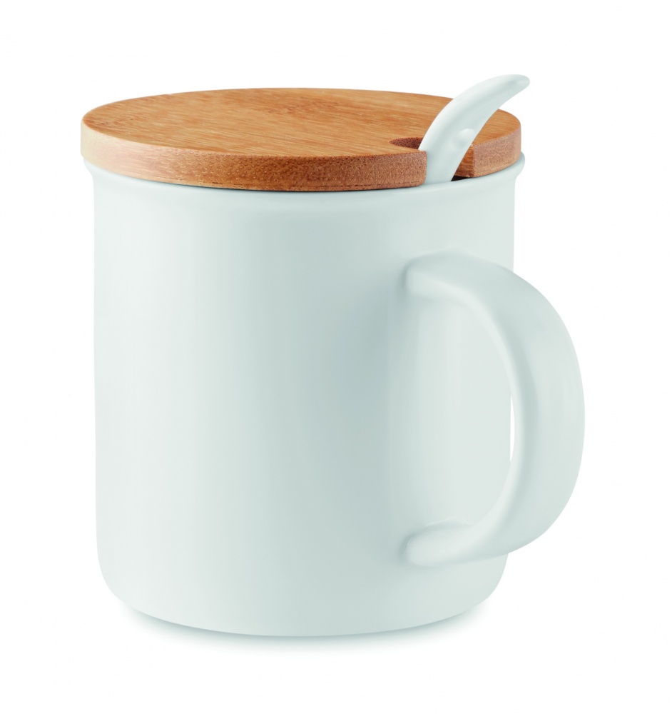 Logo trade corporate gifts image of: Porcelain mug with spoon