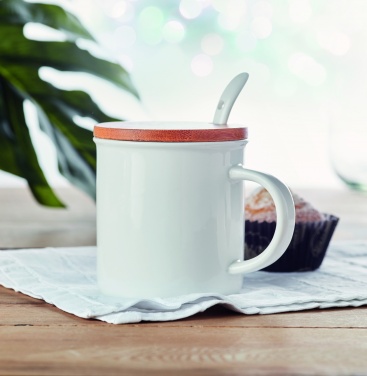 Logo trade promotional gift photo of: Porcelain mug with spoon