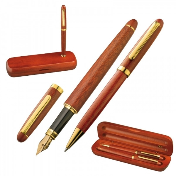 Logotrade promotional item picture of: Rosewood writing set OXFORD