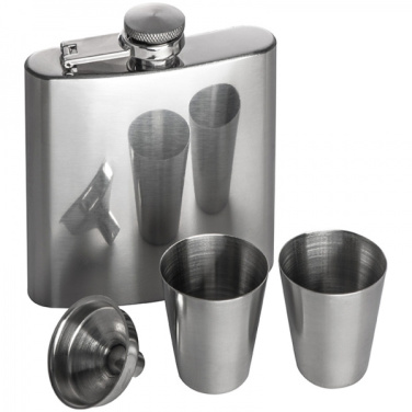 Logo trade promotional items image of: Hip flask with 2 shot glasses SANDVIKEN 170 ml