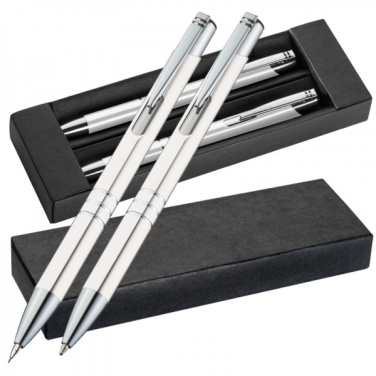 Logo trade promotional giveaways picture of: Metal writing set CLAREMONT