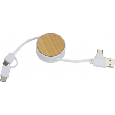 Logo trade promotional merchandise image of: Bamboo charging cable GRONINGEN