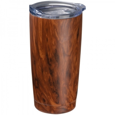 Logo trade promotional products image of: Stainless steel mug with wooden look COSTA RICA 550 ml