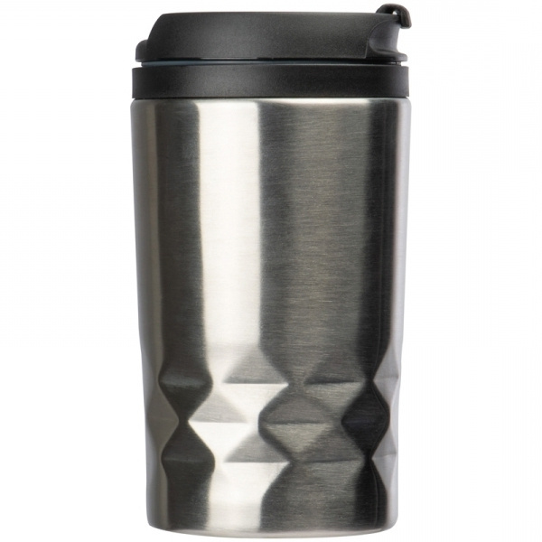 Logo trade promotional items image of: Stainless steel mug with lid ROMA 250 ml