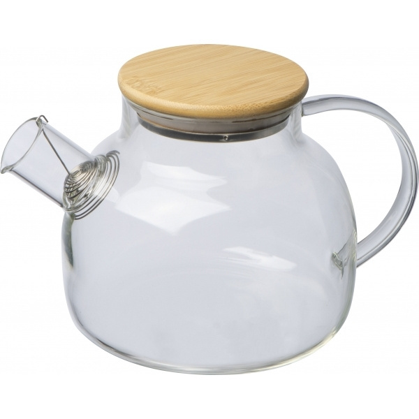 Logo trade advertising products image of: Glass jug with bamboo lid FRANKFURT 1000ml