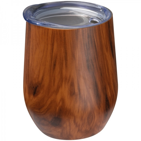 Logotrade corporate gift image of: Stainless steel mug with wooden look BRIGHTON 380 ml