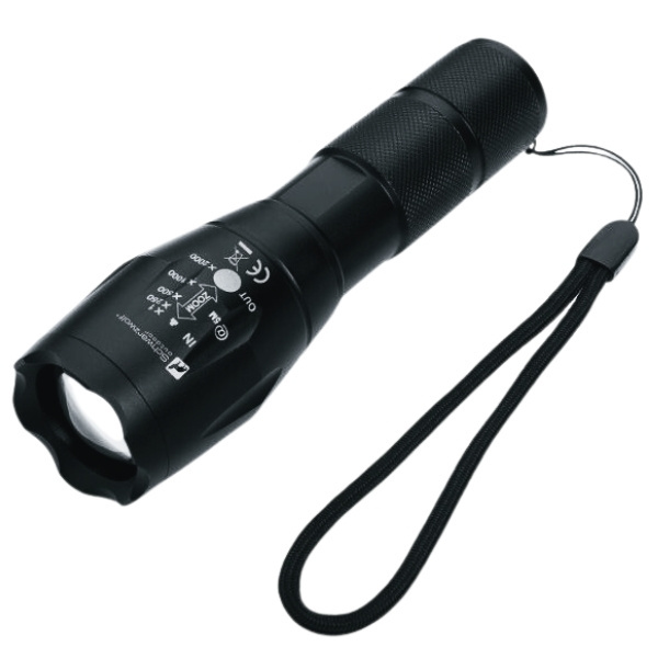 Logo trade business gift photo of: Flashlight ANTELAO Schwarzwolf