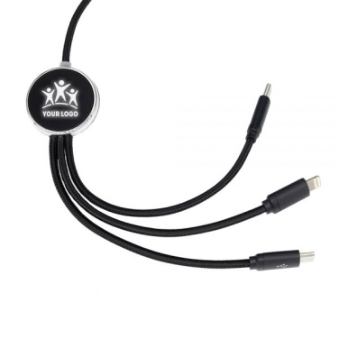 Logo trade promotional merchandise photo of: 3in1 long cable with elighted logo for engraving, W201TG