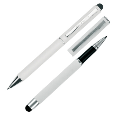 Logo trade promotional giveaway photo of: Writing set ballpoint pen & roller soft touch CLAUDIE