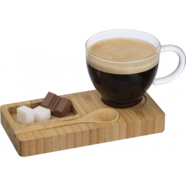 Logo trade promotional gift photo of: Tray with cup and spoon FORMOSA 150 ml