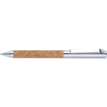 Logo trade promotional products image of: Twist-ballpen metal and cork LILLEHAMMER