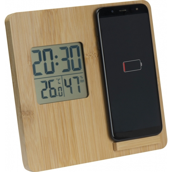 Logotrade promotional products photo of: Bamboo weather station GRANADA