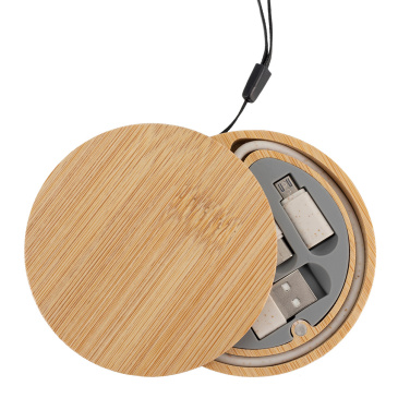 Logo trade promotional items picture of: 4in1 cable in wooden case, LH-ZM01