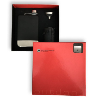 Logotrade corporate gift image of: Hip flask set TAHAT Schwarzwolf