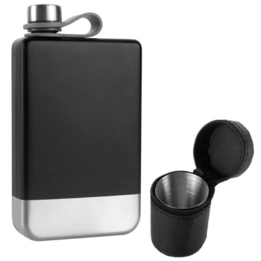 Logotrade corporate gift picture of: Hip flask set TAHAT Schwarzwolf