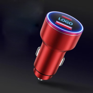 Logotrade promotional item picture of: Car charger with enlighted logo for engraving