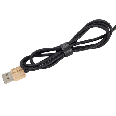 Logo trade promotional gift photo of: 3-in-1 cable with elighted logo in a wooden casing, LH-ZMU06