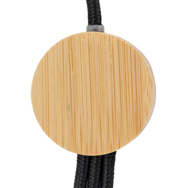 Logo trade promotional products image of: 3-in-1 cable with elighted logo in a wooden casing, LH-ZMU06