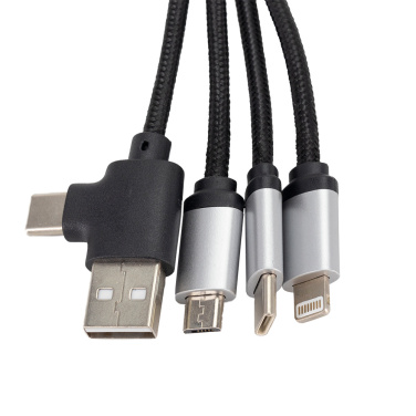 Logo trade business gift photo of: 4-in-1 cable with elighted logo in a wooden casing, LH-ZMU05