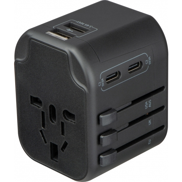 Logo trade promotional merchandise photo of: Travel Adapter Maracena