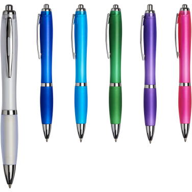 Logo trade promotional giveaways image of: Curvy ballpoint pen with frosted barrel and grip