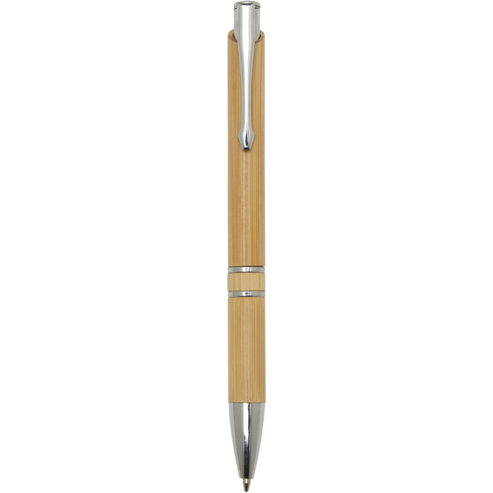 Logo trade corporate gifts image of: Wicker bamboo ballpoint pen