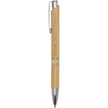 Logo trade corporate gift photo of: Wicker bamboo ballpoint pen