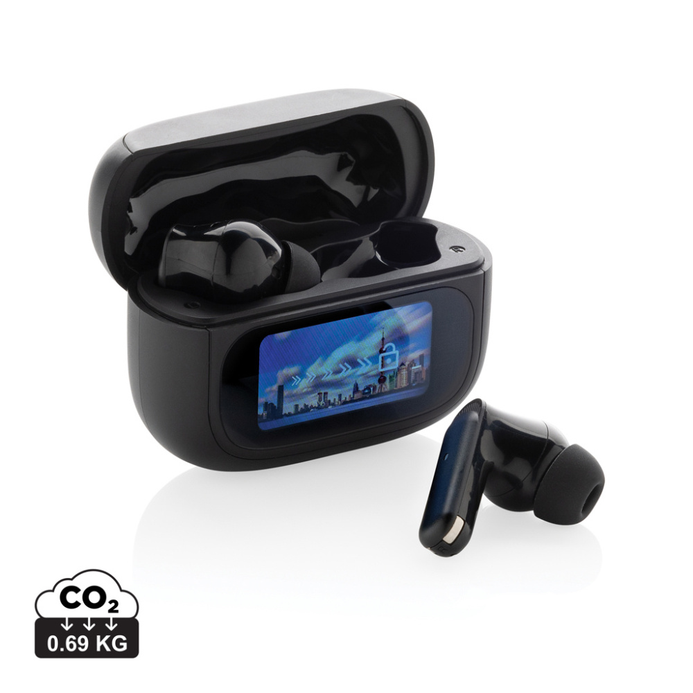 Logo trade advertising products image of: Airtune RCS recycled plastic ANC earbuds with touch screen