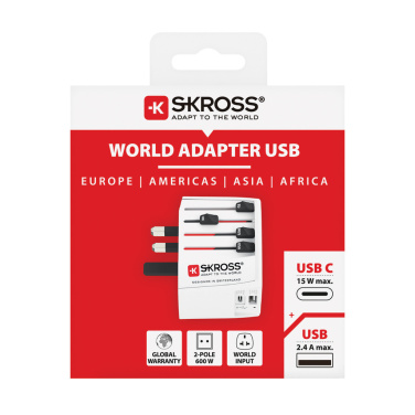 Logotrade corporate gifts photo of: SKROSS World Travel Adapter MUV 2-pole with USB A and C