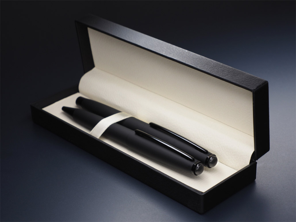 Logo trade promotional gifts picture of: Obsidian stone Pen set 1290036