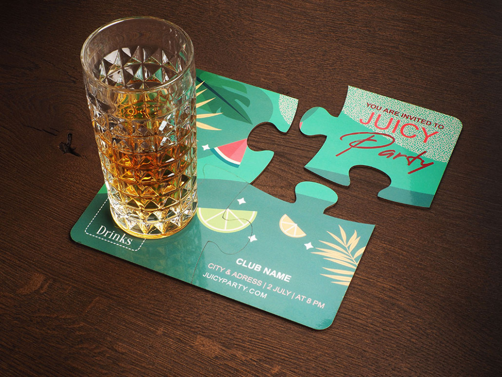 Logo trade promotional giveaways image of: Set of 4 PUZZLE glass coasters 1835117