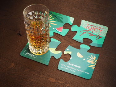 Logo trade corporate gift photo of: Set of 4 PUZZLE glass coasters 1835117