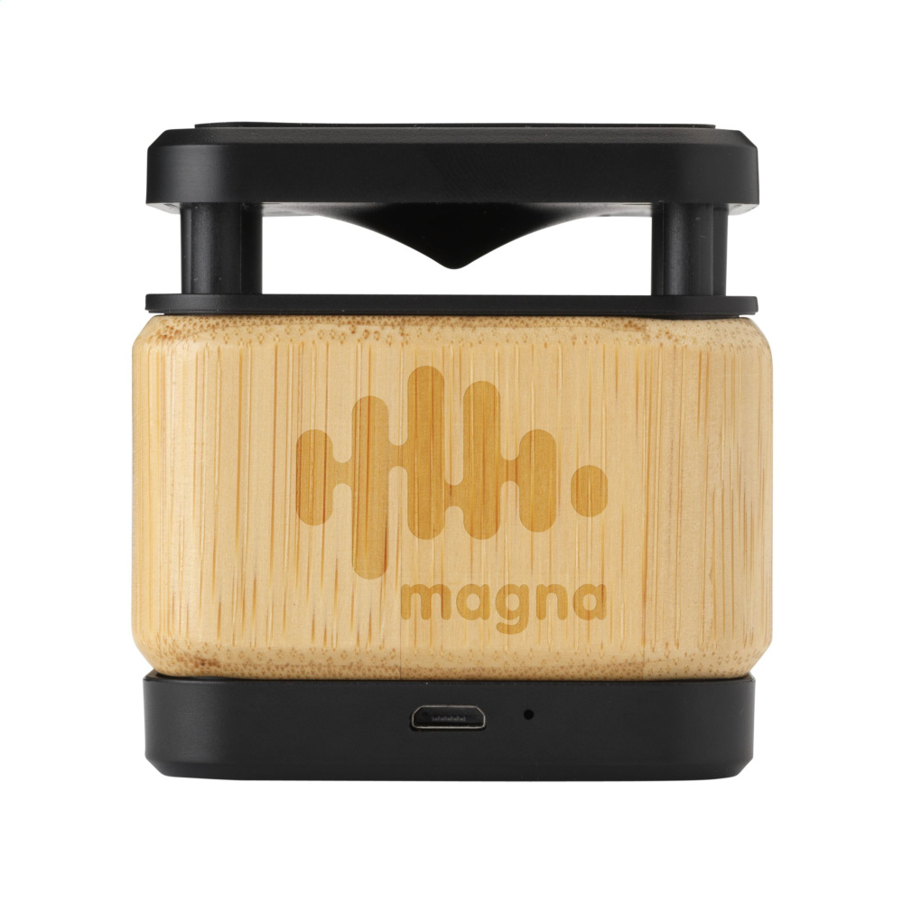 Logo trade corporate gift photo of: Bamboo Block Speaker with wireless charger