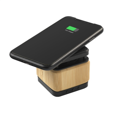 Logotrade promotional merchandise image of: Bamboo Block Speaker with wireless charger