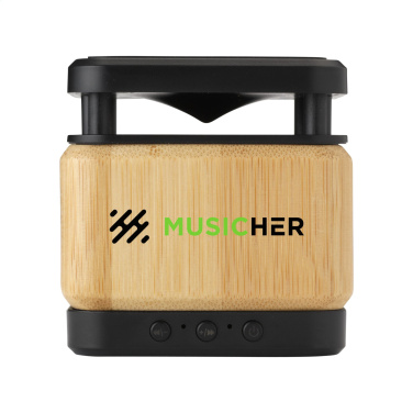 Logo trade business gift photo of: Bamboo Block Speaker with wireless charger