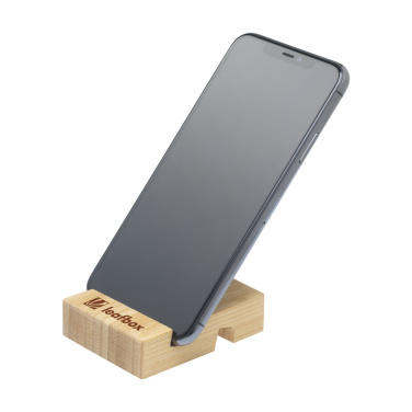 Logo trade business gifts image of: Supporto Bamboo phone stand