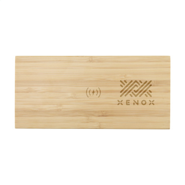 Logotrade promotional merchandise image of: Bamboo Alarm Clock with Wireless Charger