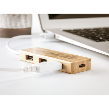 Logo trade promotional products picture of: Bamboo USB Hub