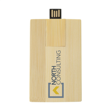 Logo trade promotional items image of: CreditCard USB Bamboo 64 GB