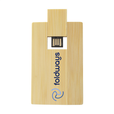 Logo trade corporate gifts image of: CreditCard USB Bamboo 64 GB