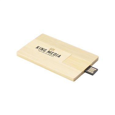 Logo trade corporate gifts image of: CreditCard USB Bamboo 64 GB