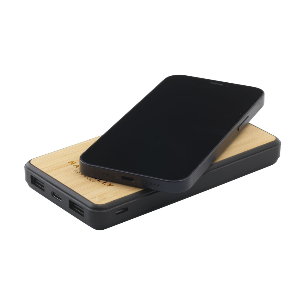 Logotrade promotional items photo of: Boru Bamboo RCS Recycled ABS Powerbank Wireless Charger