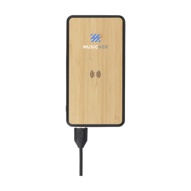 Logo trade promotional gifts image of: Boru Bamboo RCS Recycled ABS Powerbank Wireless Charger