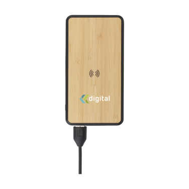 Logo trade advertising products image of: Boru Bamboo RCS Recycled ABS Powerbank Wireless Charger