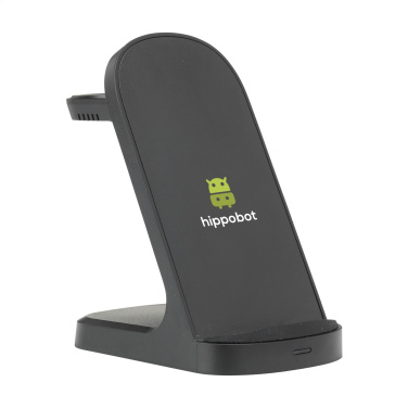 Logo trade promotional giveaways image of: Triple-Up RCS Recycled ABS Wireless Charger Stand