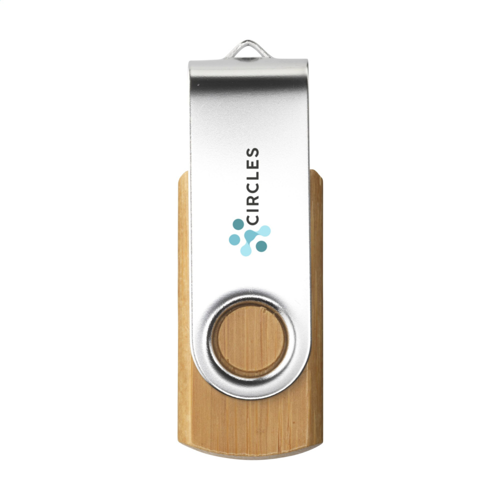 Logo trade promotional items image of: USB Twist Bamboo from stock 8 GB