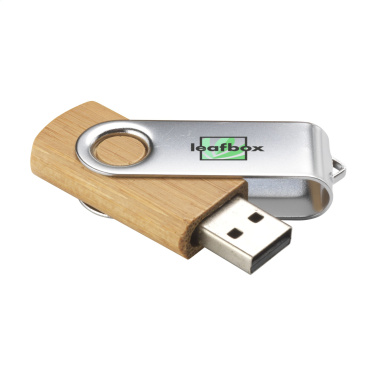 Logo trade promotional merchandise image of: USB Twist Bamboo from stock 8 GB