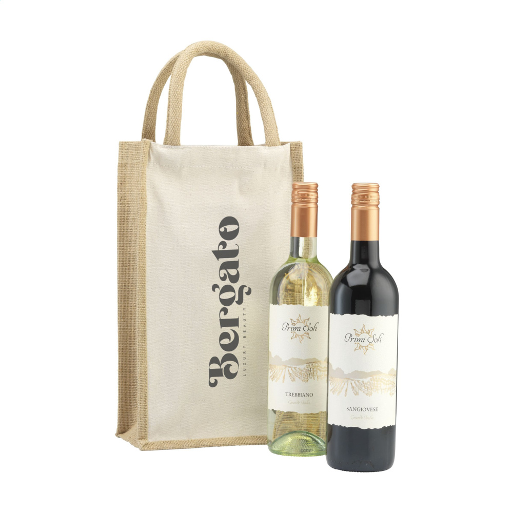 Logotrade business gifts photo of: Jute Canvas Double Wine Bag