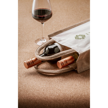 Logo trade promotional gifts image of: Jute Canvas Double Wine Bag